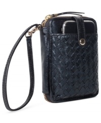 Give the gift of gab with this chic Elliott Lucca smartphone case that speaks fashion and fabulous. In rich woven leather with convenient wristlet strap, it flaunts plenty of pockets for the girl on-the-go. Give the gift of gab with this chic Elliott Lucca smartphone case that speaks fashion and fabulous. In rich woven leather with convenient wristlet strap, it flaunts plenty of pockets for the girl on-the-go.