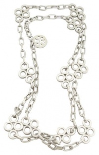 Tory Burch Large Clover Necklace Silver