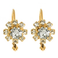 White Cubic Zirconia CZ Flower Gold Plated Earrings White Cubic Zirconia CZ Flower Gold Plated Earrings