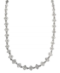 Stunning style with a delicate edge created by glittering, silvertone crystal clusters. Length measures 15 inches with adjustable 3 inch extender. Stunning style with a delicate edge created by glittering, silvertone crystal clusters. Length measures 15 inches with adjustable 3 inch extender.