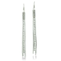 Trendy Rhinestone and Beaded Fringe Long Chain Dangle Fashion Earrings, 4 1/2 Inches Long Trendy Rhinestone and Beaded Fringe Long Chain Dangle Fashion Earrings, 4 1/2 Inches Long