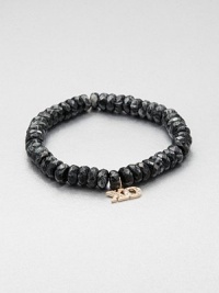 From the Words Collection. A faceted, zebra jade beaded bracelet embellished with a diamond accented 14k rose gold charm. Zebra jade14k rose goldDiamonds, .1 tcwLength, about 6.5Slip-on styleImported From the Words Collection. A faceted, zebra jade beaded bracelet embellished with a diamond accented 14k rose gold charm. Zebra jade14k rose goldDiamonds, .1 tcwLength, about 6.5Slip-on styleImported