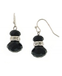 Featuring jet and clear crystal beads, 2028's snowman-shaped earrings will look suitably stylish for both day and evening. Crafted in silver tone mixed metal. Approximate drop: 3/4 inch. Featuring jet and clear crystal beads, 2028's snowman-shaped earrings will look suitably stylish for both day and evening. Crafted in silver tone mixed metal. Approximate drop: 3/4 inch.