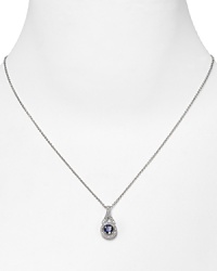 Hand cut and perfectly faceted cubic zirconia and sapphire stones dress up this delicate sterling silver-finished pendant necklace from Crislu. Hand cut and perfectly faceted cubic zirconia and sapphire stones dress up this delicate sterling silver-finished pendant necklace from Crislu.