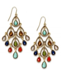 A lively accessory for the season. Lauren Ralph Lauren's colorful style features semi-precious tiger's eye and amethyst beads. Crafted in 14k gold plated mixed metal. Approximate drop: 2-1/4 inches. A lively accessory for the season. Lauren Ralph Lauren's colorful style features semi-precious tiger's eye and amethyst beads. Crafted in 14k gold plated mixed metal. Approximate drop: 2-1/4 inches.