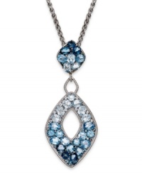 You can't beat these blues. EFFY Collection's beautiful mosaic pendant features shades of round and oval-cut blue topaz (11-5/8 ct. t.w.) set in sterling silver. Approximate length: 18 inches. Approximate drop: 2-3/4 inches. You can't beat these blues. EFFY Collection's beautiful mosaic pendant features shades of round and oval-cut blue topaz (11-5/8 ct. t.w.) set in sterling silver. Approximate length: 18 inches. Approximate drop: 2-3/4 inches.