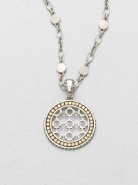 From the Dot Collection. This nature-inspired style from a socially and environmentally responsible brand features a delicate, sterling silver cutout center accented with a dotted 18k gold border on a dot link chain. Sterling silver18k goldLength, about 18Pendant size, about 1.5Lobster clasp closureImported From the Dot Collection. This nature-inspired style from a socially and environmentally responsible brand features a delicate, sterling silver cutout center accented with a dotted 18k gold border on a dot link chain. Sterling silver18k goldLength, about 18Pendant size, about 1.5Lobster clasp closureImported