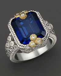 Faceted corundum and white sapphires lend brilliance to 18K gold detailed sterling silver. By Judith Ripka. Faceted corundum and white sapphires lend brilliance to 18K gold detailed sterling silver. By Judith Ripka.