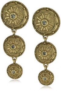 T Tahari Gold and Black Diamond Crystal Graduated Disc Drop Earrings T Tahari Gold and Black Diamond Crystal Graduated Disc Drop Earrings