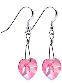 SCER458 Sterling Silver Pink Crystal Heart Earrings Made with Swarovski Elements SCER458 Sterling Silver Pink Crystal Heart Earrings Made with Swarovski Elements