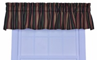 Ellis Curtain Montego Stripe Tailored Valance Window Curtain, Black Ellis Curtain Montego Stripe Tailored Valance Window Curtain, Black