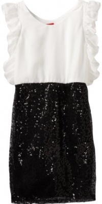 Ruby Rox Girls 7-16 Sequin Skirt And Chiffon Top Dress, Ivory/Black, 14 Ruby Rox Girls 7-16 Sequin Skirt And Chiffon Top Dress, Ivory/Black, 14
