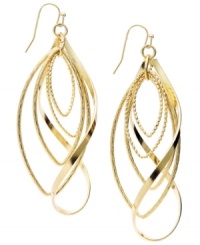 Don't let your look spiral out of control, simply add a subtle twist. INC International Concepts' overlapping earrings feature an intricate mix of shapes crafted from gold tone mixed metal. Approximate drop: 3-1/4 inches. Don't let your look spiral out of control, simply add a subtle twist. INC International Concepts' overlapping earrings feature an intricate mix of shapes crafted from gold tone mixed metal. Approximate drop: 3-1/4 inches.