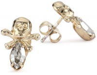 Bing Bang Memento Mori Yellow Gold and Swarovski Crystal Skull Stud Earrings