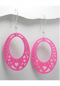 Love-heart design earrings made from wood and finished with hooks In Sterling Silver Earrings Love-heart design earrings made from wood and finished with hooks In Sterling Silver Earrings
