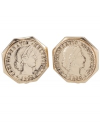 Vintage style that makes perfect cents. Elegant and artistic, Carolee's intricate coin earrings features a clip-on backing for non-pierced ears. Crafted from antique gold tone mixed metal. Approximate diameter: 3/4 inch.