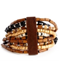 An earthy blend of brown, black and white beading make Haskell's bohemian style a neutral must. Bracelet stretches to fit wrist and blends perfectly with bold summer ensembles. Set in mixed metal with glass and wooden accents. Approximate length: 7-1/2 inches. An earthy blend of brown, black and white beading make Haskell's bohemian style a neutral must. Bracelet stretches to fit wrist and blends perfectly with bold summer ensembles. Set in mixed metal with glass and wooden accents. Approximate length: 7-1/2 inches.
