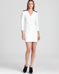 Made a modern style statement rich with luxury in this Burberry London dress embellished with braided leather epaulets and featuring an exposed back zipper for an added dose of edge. Made a modern style statement rich with luxury in this Burberry London dress embellished with braided leather epaulets and featuring an exposed back zipper for an added dose of edge.