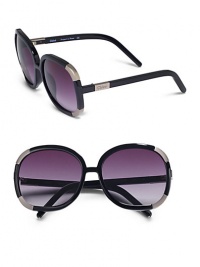 THE LOOKRounded square style Metal accents Acetate framesLogo accented temples UV protectionSignature case includedTHE COLORBlack with grey gradient lensesORIGINMade in France THE LOOKRounded square style Metal accents Acetate framesLogo accented temples UV protectionSignature case includedTHE COLORBlack with grey gradient lensesORIGINMade in France