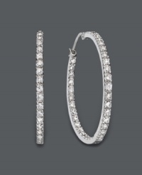 Glam it up girl! These large hoop earrings by B. Brilliant have style and sparkle to boot. Features dozens of round-cut cubic zirconias (1-9/10 ct. t.w.) in a shining, sterling silver setting. Approximate diameter: 3 inches.