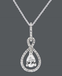 Simple and sublime. This sparkling pendant by B. Brilliant adds just the right touch with a a pear-cut cubic zirconia (1-5/8 ct. t.w.) and cubic zirconia-accented setting and bail. Crafted in sterling silver. Approximate length: 18 inches. Approximate drop: 1-1/4 inch. Simple and sublime. This sparkling pendant by B. Brilliant adds just the right touch with a a pear-cut cubic zirconia (1-5/8 ct. t.w.) and cubic zirconia-accented setting and bail. Crafted in sterling silver. Approximate length: 18 inches. Approximate drop: 1-1/4 inch.