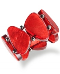 Rich color in a flash, by Style&co. This stretch bracelet pops with red resin stones. Stretches to fit wrist. Crafted in hematite tone mixed metal. Approximate length: 7-1/2 inches. Rich color in a flash, by Style&co. This stretch bracelet pops with red resin stones. Stretches to fit wrist. Crafted in hematite tone mixed metal. Approximate length: 7-1/2 inches.