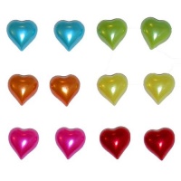 Set Of 12 (6 Pairs) 3/8 Gorgeous Pearlized Heart Studs In Assorted Set Of 12 (6 Pairs) 3/8 Gorgeous Pearlized Heart Studs In Assorted