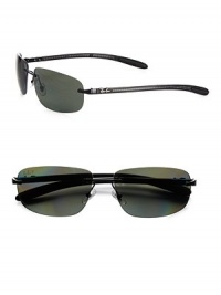 Rimless style with an engraved logo accent on the temples and left lens. Available in polarized black frames with crystal green lenses.Metal/carbon fiber100% UV ProtectionMade in Italy Rimless style with an engraved logo accent on the temples and left lens. Available in polarized black frames with crystal green lenses.Metal/carbon fiber100% UV ProtectionMade in Italy
