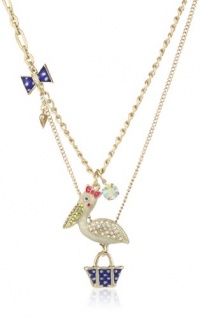 Betsey Johnson Ivy League Pelican and Purse 2-Row Necklace Betsey Johnson Ivy League Pelican and Purse 2-Row Necklace