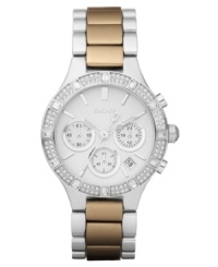 A timeless watch design sweetened up with warm hues and glistening accents, by DKNY. A timeless watch design sweetened up with warm hues and glistening accents, by DKNY.