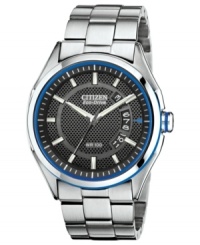 A classic steel timepiece with modern color. This Citizen watch features Eco-Drive technology that harnesses natural and artificial light, never needing a battery. From the Drive from Citizen Eco-Drive collection. A classic steel timepiece with modern color. This Citizen watch features Eco-Drive technology that harnesses natural and artificial light, never needing a battery. From the Drive from Citizen Eco-Drive collection.