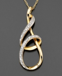 An exquisite diamond necklace with a swirl of sparkling brilliance. Featuring round-cut diamonds (1/10 ct. t.w.) set in 14k gold. Approximate length: 18 inches. Approximate drop: 1 inch. An exquisite diamond necklace with a swirl of sparkling brilliance. Featuring round-cut diamonds (1/10 ct. t.w.) set in 14k gold. Approximate length: 18 inches. Approximate drop: 1 inch.