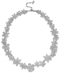Grow your style to great heights. Charter Club's garden-inspired necklace features pave-set glass flowers set in silver tone mixed metal. Approximate length: 17 inches + 3-inch extender. Grow your style to great heights. Charter Club's garden-inspired necklace features pave-set glass flowers set in silver tone mixed metal. Approximate length: 17 inches + 3-inch extender.