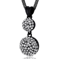 Double Disco Ball Clear Swarovski Crystal Pendant Necklace