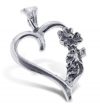 925 Sterling Silver Jewelry, Flower on a Heart Charm, Adjustable Fit 925 Sterling Silver Jewelry, Flower on a Heart Charm, Adjustable Fit