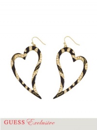 GUESS Heart-Shaped Tiger Hoop Earrings, GOLD GUESS Heart-Shaped Tiger Hoop Earrings, GOLD