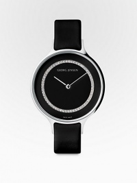 From the Concave Collection. A minimalist face lends a modernist touch to this elegant timepiece of stainless steel.Diamonds, 0.15 tcw Quartz movement Water-resistant to 3 ATM Stainless steel case, 30mm (1.18) Black dial Black calfskin strap Made in Switzerland From the Concave Collection. A minimalist face lends a modernist touch to this elegant timepiece of stainless steel.Diamonds, 0.15 tcw Quartz movement Water-resistant to 3 ATM Stainless steel case, 30mm (1.18) Black dial Black calfskin strap Made in Switzerland