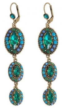 Victorian Elegance Michal Negrin Splendid Dangle Earrings Enhanced with Oval Elements with Turquoise, Green and Blue Swarovski Crystals and Green Marquise Crystals Victorian Elegance Michal Negrin Splendid Dangle Earrings Enhanced with Oval Elements with Turquoise, Green and Blue Swarovski Crystals and Green Marquise Crystals