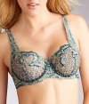 Lunaire Sevilla Luxe Embroidered Demi Underwire Bra, 34DDD, Marine Animal