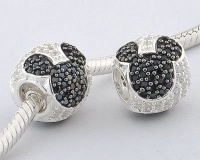925 Sterling Silver Mickey Mouse with Black CZ Czech Crystal Charms/beads for Pandora, Biagi, Chamilia, Troll and More Bracelet 925 Sterling Silver Mickey Mouse with Black CZ Czech Crystal Charms/beads for Pandora, Biagi, Chamilia, Troll and More Bracelet