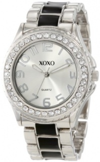 XOXO Women's XO5405 Silver-tone/Black Epoxy Bracelet With Rhinestones Accent Watch XOXO Women's XO5405 Silver-tone/Black Epoxy Bracelet With Rhinestones Accent Watch