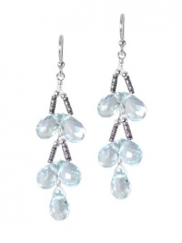 Sterling Silver Faceted Teardrops Tiered Wire-Wrapped Earrings, Aqua Blue Sterling Silver Faceted Teardrops Tiered Wire-Wrapped Earrings, Aqua Blue