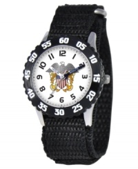 Help your kids stay on time with this fun Time Teacher watch that features a U.S. Navy logo and labeled hands for easy reading. Help your kids stay on time with this fun Time Teacher watch that features a U.S. Navy logo and labeled hands for easy reading.