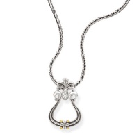 925 Silver & Diamond Door-Knocker Pendant with 14k Gold Accents (0.07ctw)