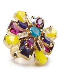 The floral motif makes an entrance on this kate spade new york ring, which features a colorfully clustered topper. The floral motif makes an entrance on this kate spade new york ring, which features a colorfully clustered topper.