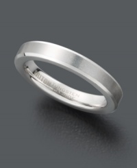 Smooth style. Triton ring for men features a white tungsten carbide band (3 mm) with a comfortable fit and flat design. Highly scratch resistant and hypoallergenic. Size 7. Smooth style. Triton ring for men features a white tungsten carbide band (3 mm) with a comfortable fit and flat design. Highly scratch resistant and hypoallergenic. Size 7.