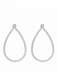 Slip PANDORA's sterling silver teardrop hoop charms onto french wire or hoop earrings for a dramatic customized look. Slip PANDORA's sterling silver teardrop hoop charms onto french wire or hoop earrings for a dramatic customized look.