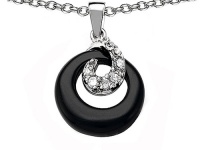 Original Star K(tm) Round Simulated Onyx Pendant in 925 Sterling Silver Original Star K(tm) Round Simulated Onyx Pendant in 925 Sterling Silver