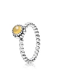 This birthstone ring features a beaded silver band with a polished gold citrine solitaire. Perfect worn on its own or stacked with other PANDORA pieces. This birthstone ring features a beaded silver band with a polished gold citrine solitaire. Perfect worn on its own or stacked with other PANDORA pieces.