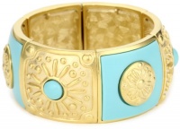 T Tahari Marrakesh Gold and Turquoise-Color Wide Stretch Bracelet T Tahari Marrakesh Gold and Turquoise-Color Wide Stretch Bracelet